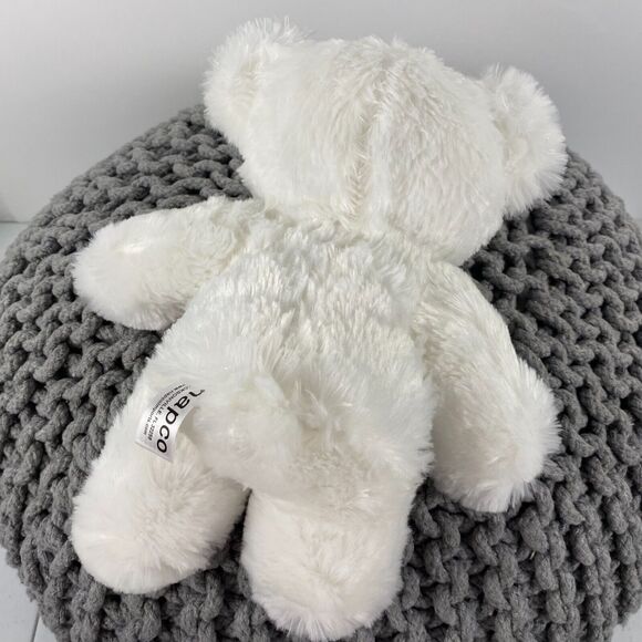 Napco Teddy Bear Plush Stuffed Animal Toy Bow White 11" - Picture 2 of 9